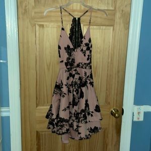 Dress, peach color with black floral